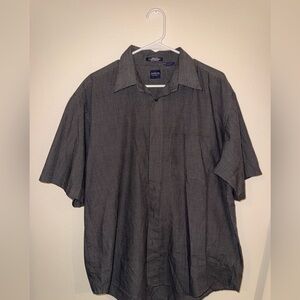 Arrow Short-Sleeve Micro-Check Button-Down Shirt in Black and Gray